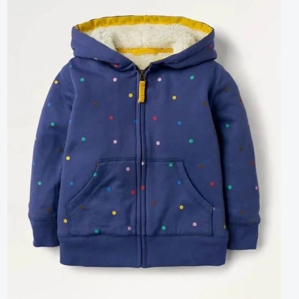 Mini Boden Polka Dot Shaggy-Lined Hoodie